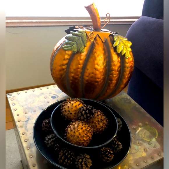 🎃 “Happy Fall” Metal Pumpkin 🎃 - Picture 2 of 2